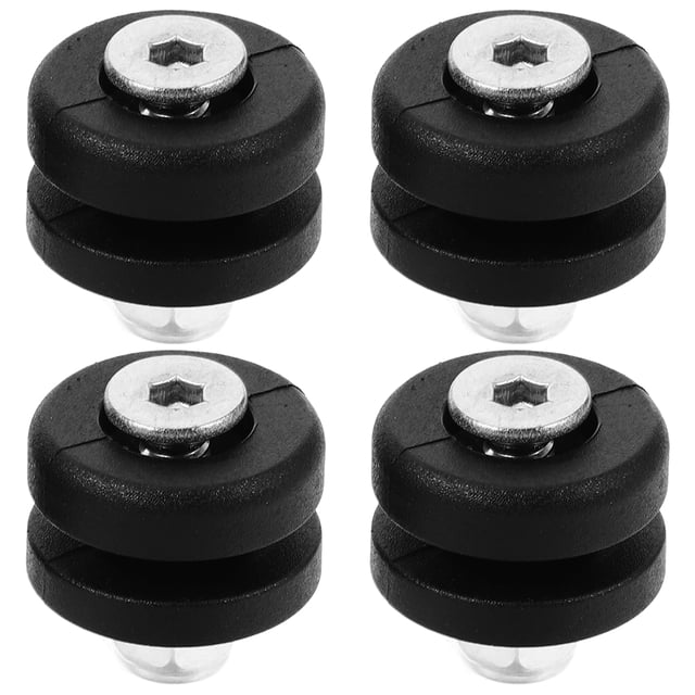Shisuyan rear luggage case buckle set, designed for motorcycle use, includes 4 black plastic buckles measuring 0.91 x 0.91 x 0.51 inches. Each buckle features a sturdy aluminum alloy core, a quick-release mechanism for easy installation, and a noise-reducing, wear-resistant plastic pad to minimize friction and protect the motorcycle's body. Ideal for securing rear luggage cases with durability and convenience.