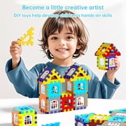 Funjoypals 6 IN 1 DIY Interlocking Block Building Sets for Kids, Educational STEM Construction Toys for Toddlers Boys Girls Ages 3+