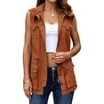 thumbnail image 3 of Women Casual Vest Jacket Sleeveless Drawstring Jacket with Pockets, 3 of 4
