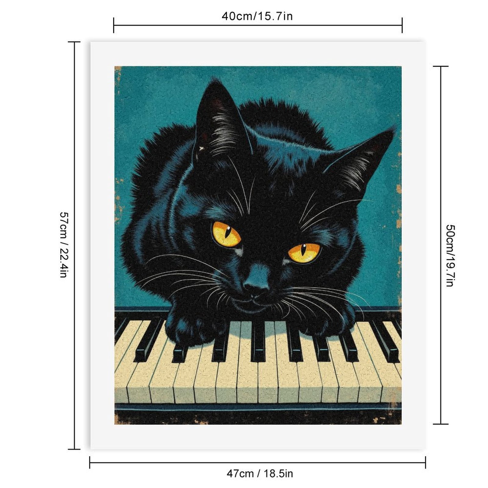 Paint By Numbers Kit for Adults Beginner - DIY Cat On Piano Keys Retro Art Canvas Painting Kits for Adults, Frameless Paint By Number for Adults for Home Wall Decor 16x20 Inch