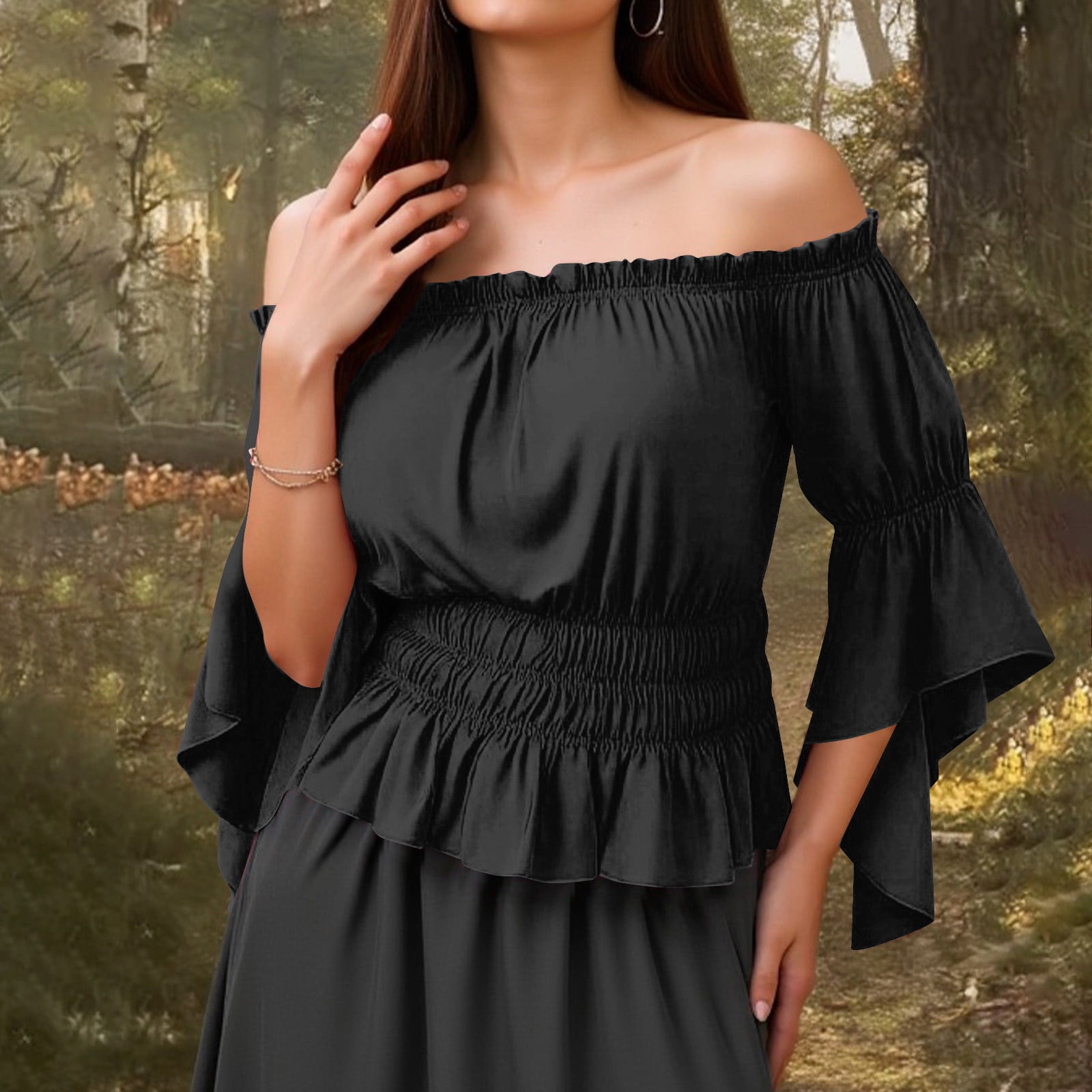 MAGICMK Maglietta Donna Oversize Stampa Labbra - Top Corto Off Shoulder, Taglie Forti Fino A 4XL, Nero + Farfalla - 2