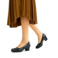 thumbnail image 5 of BURUDANI Womens Low Block Heel Pump Shoes Wide Width Round Toe Arch Support Slip On Dress Pumps, 5 of 11