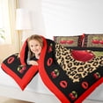 thumbnail image 3 of Erosebridal Fashion Cheetah Print Queen Comforter Set,3D Kawaii Cherries Bedding Comforter Set For Kids Girls,Reversible black,3-Piece, 3 of 7