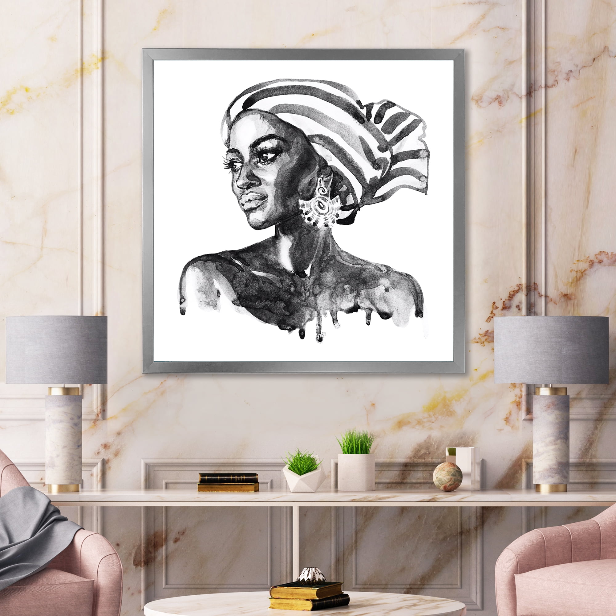 Designart 'Portrait of Afro American Woman XII' Modern Framed Art Print