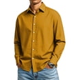 thumbnail image 3 of GrmtClth Mens Shirts Wrinkle Free Solid Long Sleeve Button Down Collared Regular Fit Stretch Business Daily Casual Dress Tops Earthy Yellow L, 3 of 7