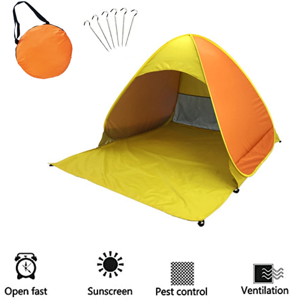 Blue Beach Tent for 2 Person with Carry Bag, Pop Up Beach Shade,UPF 50+Anti UV Automatic Sun Shelter Umbrella,Instant Automatic Portable Sport Umbrella Baby Canopy Cabana,Child Baby Beach Tent 