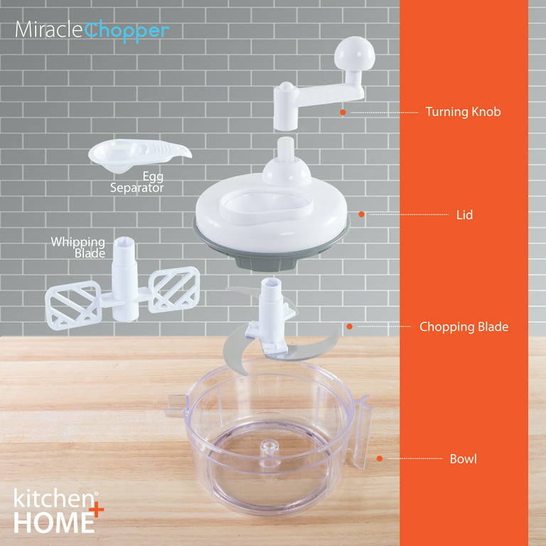 Kitchen + Home Food Chopper - Miracle Chopper 4 in 1 Salsa Maker, Food Chopper, Mixer, Blender and Salad Spinner