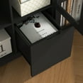 thumbnail image 3 of MAYEERTY White MDF Cabinet with Glass Doors & Drawer, Modern Storage Cabinet for Living Room & Bedroom, Black, 3 of 6