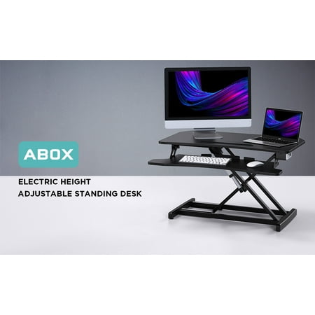 Standing Desk Converter Electric Powered Lifting Standing Up Desk Converter Abox 34 Height Adjustable Sit Stand Desk Riser Dual Monitors Removable Keyboard Tray Black Walmart Canada