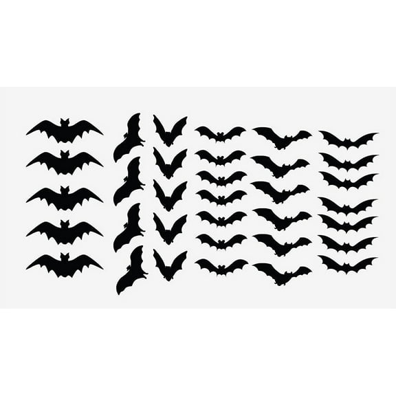 Halloween Decor Scary Black Bats Decal Set of 34 Stickers Monster Spooky #1168