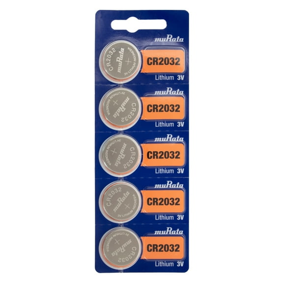 Murata CR2032 Battery 3V Lithium Coin Cell - (5 Batteries)