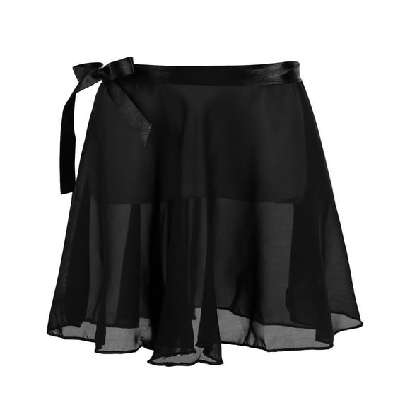 YONGHS Kids Girls Dance Basic Classic Chiffon Mini Pull-On Wrap Skirt 4-12