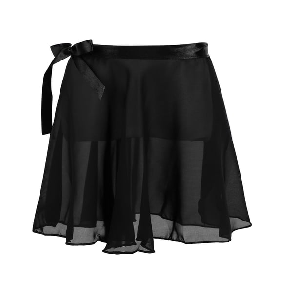 YONGHS Kids Girls Dance Basic Classic Chiffon Mini Pull-On Wrap Skirt 4-12