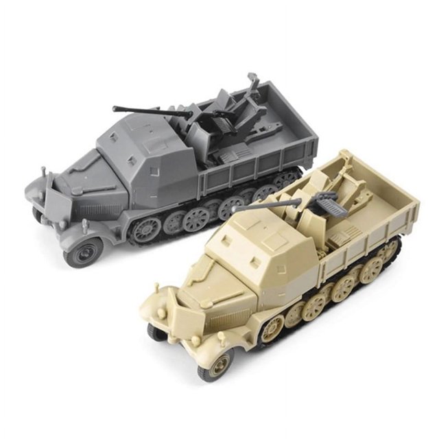 Modelo de vehículo blindado en miniatura de media pista a escala 1:72, juguetes de la Segunda Guerra Mundial, Kit de bricolaje de ensamblaje 4D, FLAK37