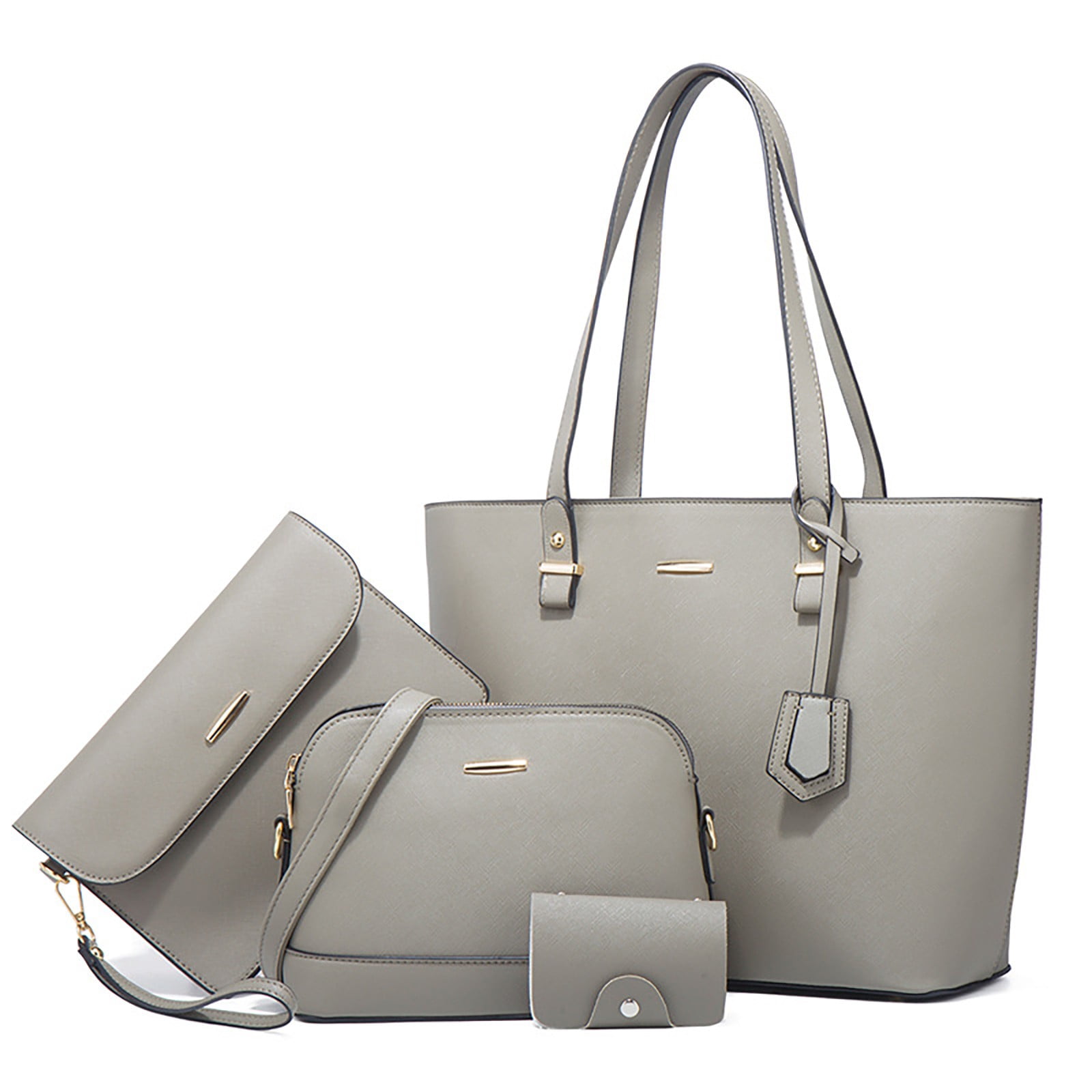 Women Trendy Retro Large Capacity Tote And Messenger Bag And Clutch And Wallet Fashionable Four Piece Set