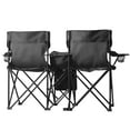 thumbnail image 2 of Ktaxon Camping Loveseat Chair, Folding Double Outdoor Chair with Removable Sun Umbrella & Carrying Bag, Double Chairs with Cooler Bag for Lawn Fishing Outdoor, Black, 2 of 9