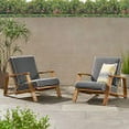 thumbnail image 2 of GDF Studio Youssef Outdoor Acacia Wood Club Chairs with Cushions, Set of 2, Teak and Dark Gray, 2 of 9