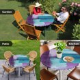 thumbnail image 4 of Purple Turquoise Oil Painting Round Tablecloth for 36-44 Inch Tables,Fitted Table Cover with Elastic Edge,Abstract Modern Geometric Waterproof Outdoor Table Cloth Protector for Patio Garden Dinner, 4 of 9