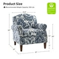 thumbnail image 7 of Upholstered Floral Armchair Set of 2 Single Lounge Sofa Accent Chair Nailhead Trim Wooden Legs Home Living Room Bedroom Navy, 7 of 7