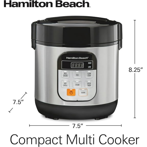 Digital Programmable Rice Cooker & Food Steamer, 1.5 Quart Capacity, Stainless Steel (37524)