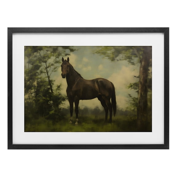 Stupell Industries Traditional Forest Horse Portrait Black Framed Print Under Glass, 20 x 14, by Petals Prints Design