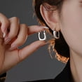 thumbnail image 3 of GKNET Vintage 925 Silver Hoop Huggie Earrings Women Fashion Square Ear Clip, 3 of 5