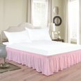 thumbnail image 1 of Wrap Around Bedskirts with Adjustable Belts for Twin & Twin XL Beds 15 Inches Drop, Pink Elastic Dust Ruffles Easy Fit Wrinkle Resistant Silky Luxurious Fabric Solid Machine Washable, 1 of 1