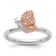 thumbnail image 2 of Auriga Fine Jewelry 925 Sterling Silver/Rose Gold-plated Diamond Butterfly Ring for Women Size 8, 2 of 6