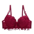 thumbnail image 1 of Wuffmeow Women Large Size Gather Bra Breathable Sexy Lace Solid Colos Bras, 1 of 3