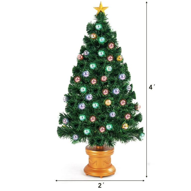 Goplus 4Ft Pre-Lit Fiber Optical Firework Christmas Tree w