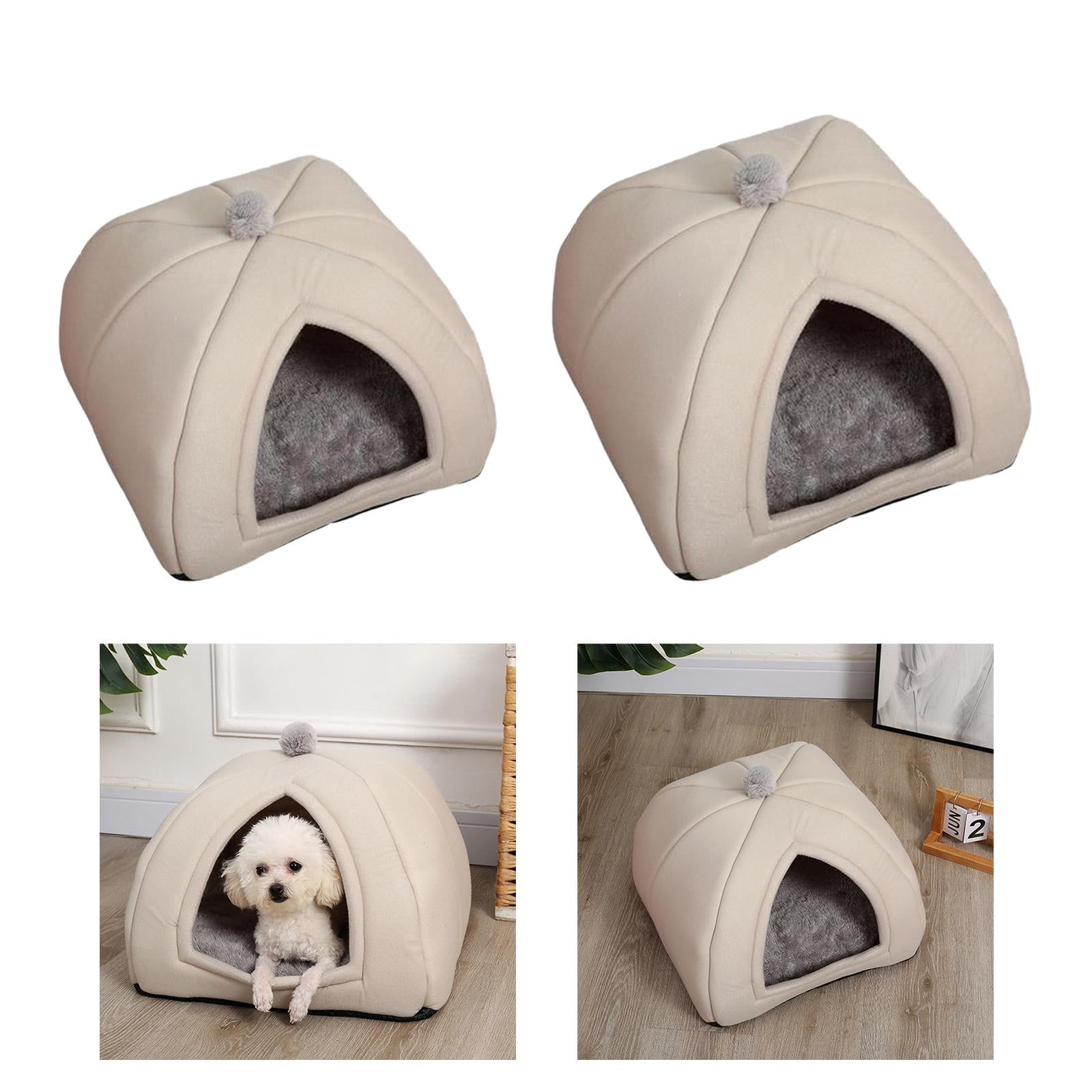 2x Soft Cave Pet Bed Dog Tent SelfHeating Washable NonSlip Nest Cat