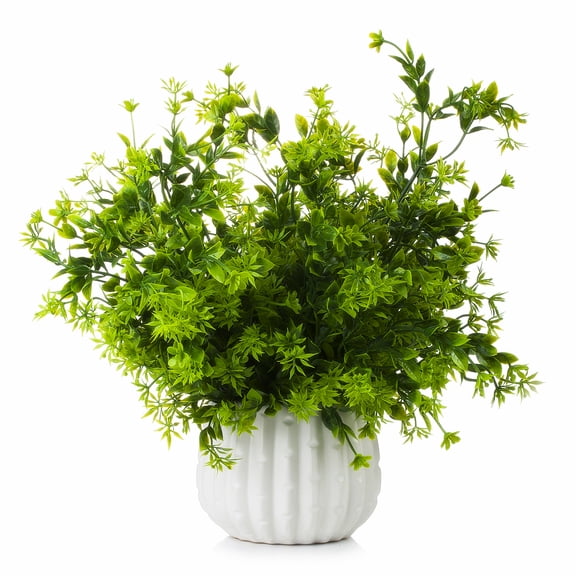 Enova Home 14 inches Artificial Mixed Greenery Foliage Plant in White Ceramic Pot