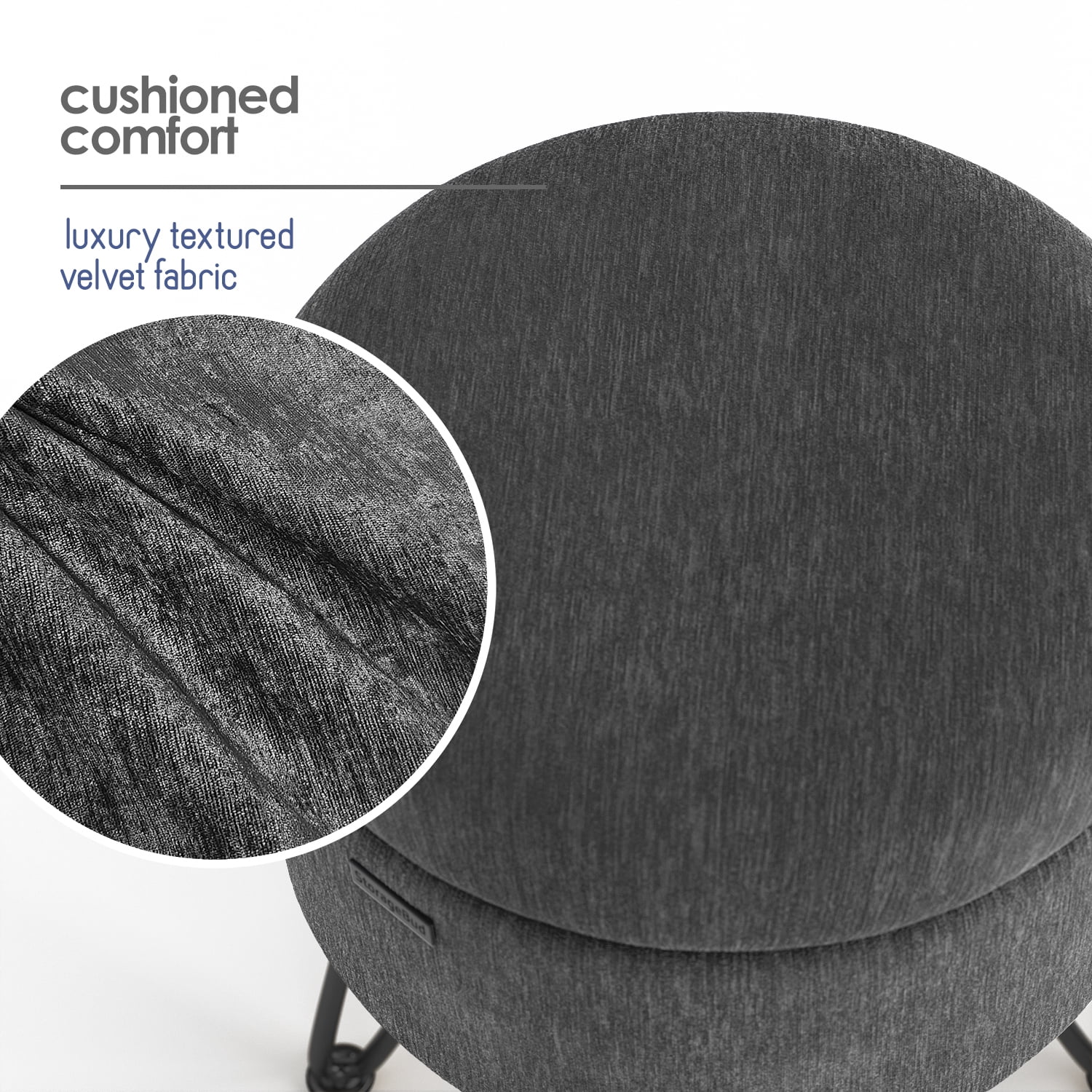 LammaLoe Small Round Ottoman with Storage, Textured Velvet Ottoman Foot Stool with Lid, Upholstered Vanity Stool for Living Room & Bedroom, Green
