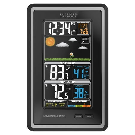 Lacrosse Wireless Temperature Station - La Crosse Technology 308-1425C Vertical Wireless Color Forecast Station with Temperature Alerts