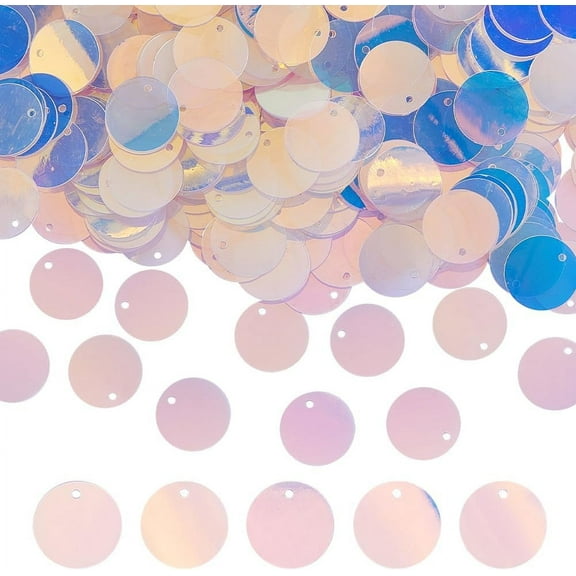 1 Box 500Pcs Round Sequins Flat Paillettes Bulk 15mm Plastic PVC Colorful Iridescent Applique Art Glitters Hole Loose Mini Sequin