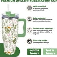 thumbnail image 4 of 40Oz Vintage Wildflower Tumbler with Straw & Lid Green Floral Travel Coffee Tumbler Cup with Handle for Spring Party Favor Supplies, 4 of 6