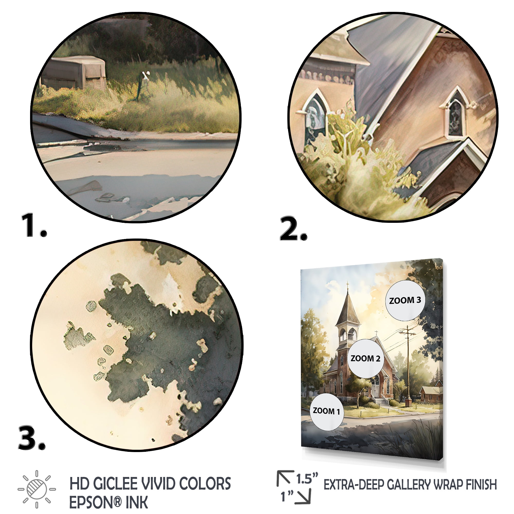 Designart Cute Church In A Small Town Canvas Wall Art