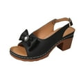 thumbnail image 2 of Viluyesy Womens Block Heeled Sandals, Ankle Strap Cute Bow Open Toe Comfort Casual Shoes Black, 2 of 9