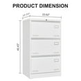 thumbnail image 2 of 3 Drawer File Cabinet, Office Vertical Files Cabinet with Lock, Heavy Duty Metal File Cabinet for Home, Office, Legal, Letter, A4, White, 2 of 9