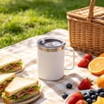 thumbnail image 5 of JHyouerji 12oz Coffee Mug,White Double Wall Vacuum Insulated Stainless Steel Camping Coffee Mug with Handle Spill Proof Sliding Lid Outdoor Travel Thermal Cup, 5 of 5