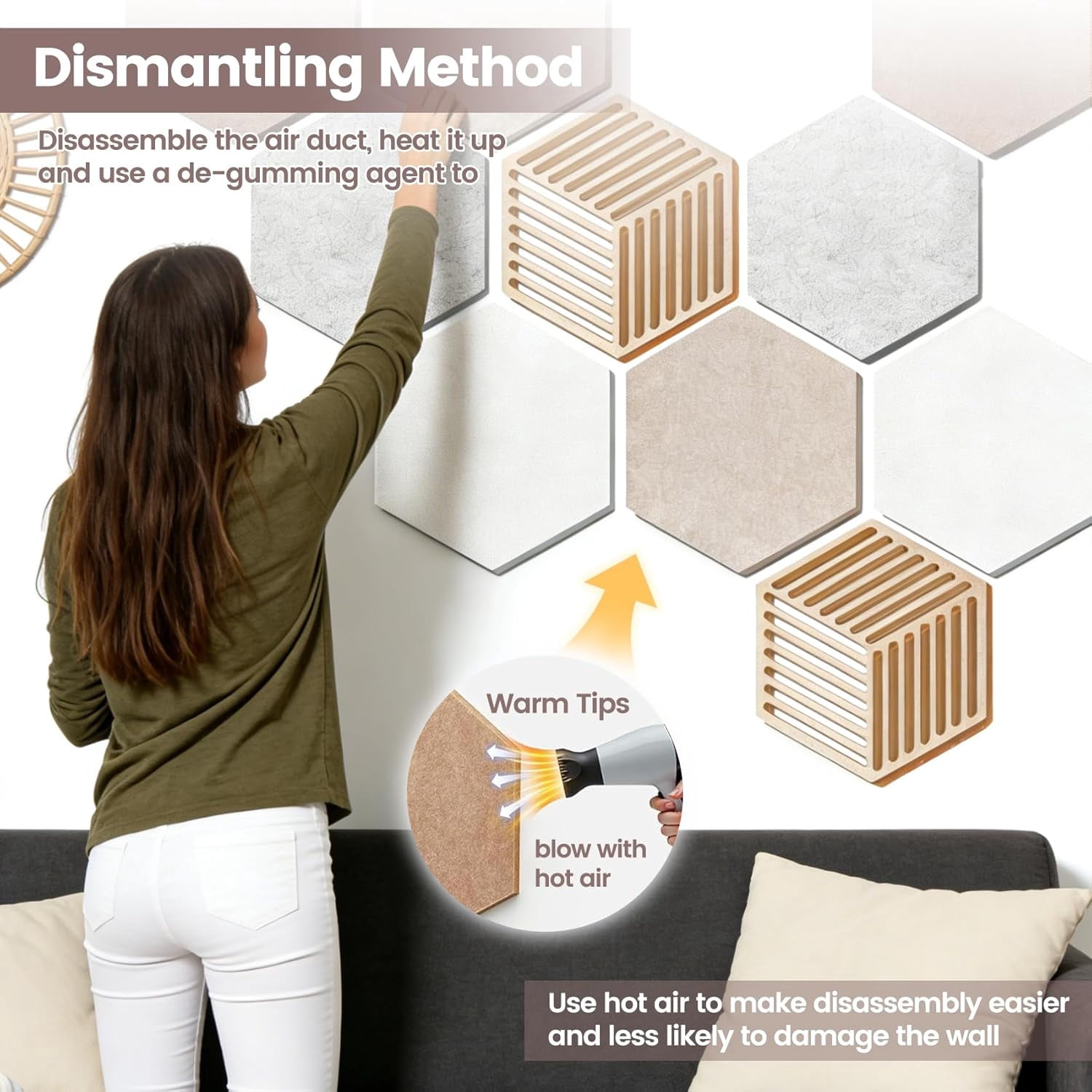 12'' Large Hexagon Cork Board Tiles – 10 Pack Adhesive Frameless Bulletin Board for Office & Home Wall Decor, Vision Board with 35 Push Pins, Decorative Pin Board for Photos & DIY$$Office