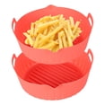 thumbnail image 1 of 2 Pcs Casserole en Silicone pour Friteuse à Air Chaud, Doublure Réutilisable pour Friteuse à Air, Panier Résistant à la Chaleur, Moule de Cuisson 7,87 Pouces avec Poignée, Accessoires pour Friteuse à Air, Doublures pour Four et Micro-Ondes, 1 of 9