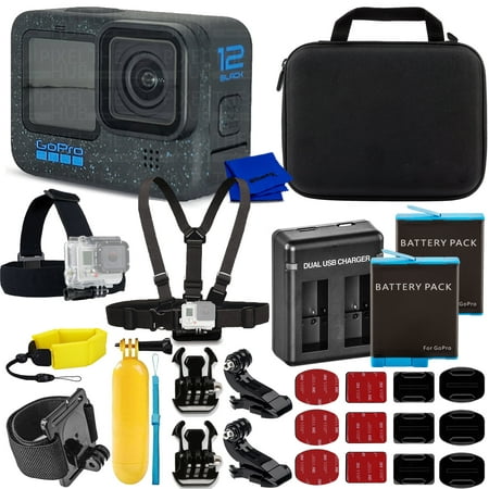 GoPro Hero12 Hero 12 Black - All You Need Kit Includes: 2 Extra Batteries + More