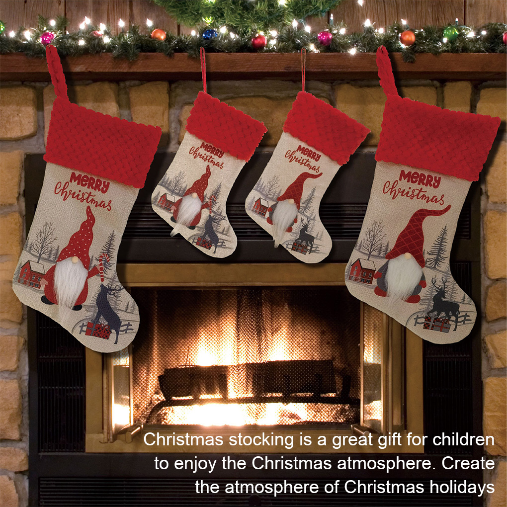Chaussette De Noël Géante Pour Cadeaux - 37 X 23,5 Cm, Rouge à Motifs