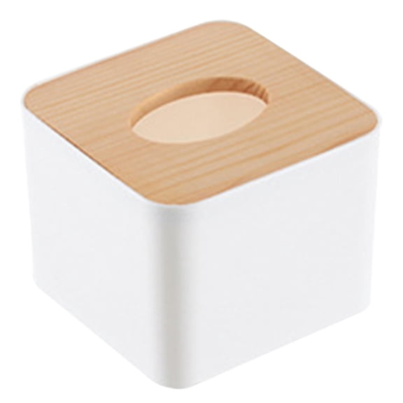 Xirurus Elegant Wood & Plastic Tissue Box Cover – Removable, Modern Design for Bathroom, Kitchen & Office