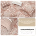 thumbnail image 6 of Nanshing Home 15 Piece Blush Damask Jacquard Comforter Set, Queen Size, Room in a Bag, Matching Bedskirt, Flat Sheet, Fitted Sheet, Pillow Shams, Curtains, 6 of 9