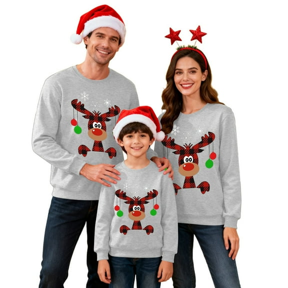 GJSYRH Matching Christmas Sweatshirts for Family Holiday Xmas Pullover Tops Couples Womens Mens Kids Boys Girls Shirts