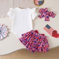 thumbnail image 3 of Infant Baby Girl Summer Clothes My 1st fourth of July Romper 3 Piece Sets + Lace Plaid Skirt + Headband Baby Girl Short Set 3 6 9 12 18 Months, 3 of 7