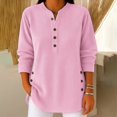 thumbnail image 2 of WTXUE Womens Vintage Corduroy Shirts Button V Neck Top Long Sleeve Tops Oversized Casual Knitted Pullover Loose Fit Comfy Trendy Basic Pullover Sweatshirts Tunic Sweatshirts Pink S, 2 of 5
