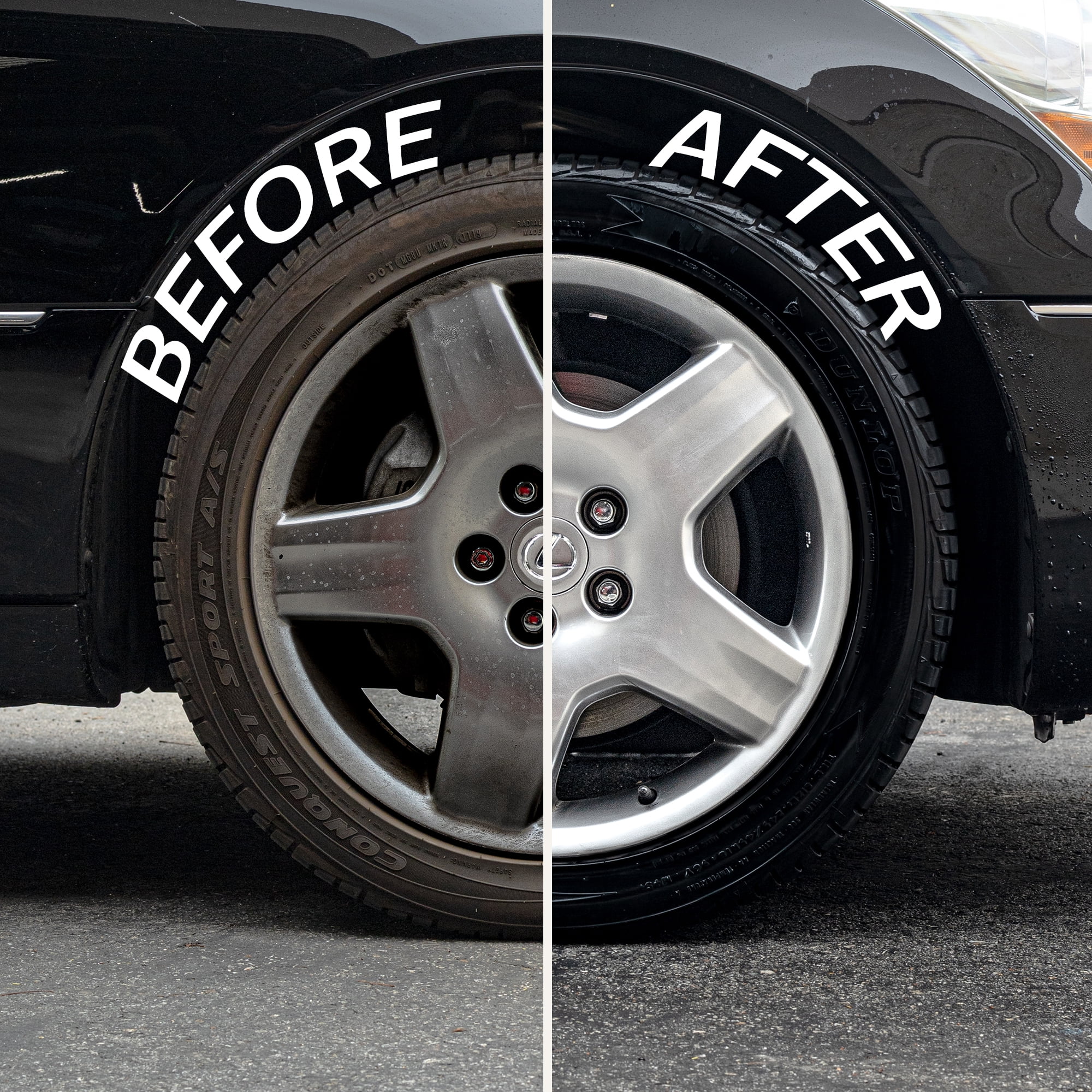 REV Auto Complete Wheel Cleaning Kit - 5 Item Car Washing Kit Includes Car Wheel and Tire Cleaner, Wheel Brush, Tire Shine, Tire Shine Applicator, and Drying Towel - Ideal for All Wheels & Tires